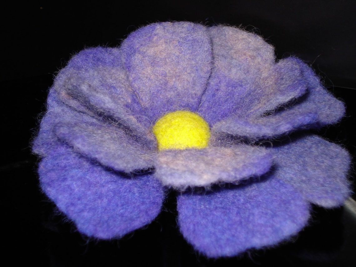 Felt Wool Flower Pin Brooch Violet Pink & Yellow ECO Spring Etsy