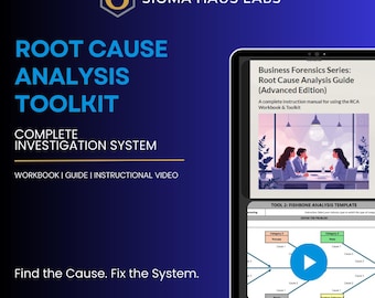 Root Cause Analysis Toolkit + Master Guide | RCA Workbook, Flowchart, 5 Whys, Fishbone, Action Tracker | Investigation System