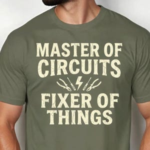 Master of Circuits Fixer of Things Shirt, Funny Electrician Tee, Electrician Gift, Electrical Worker Shirt, Sparky Dad Tee