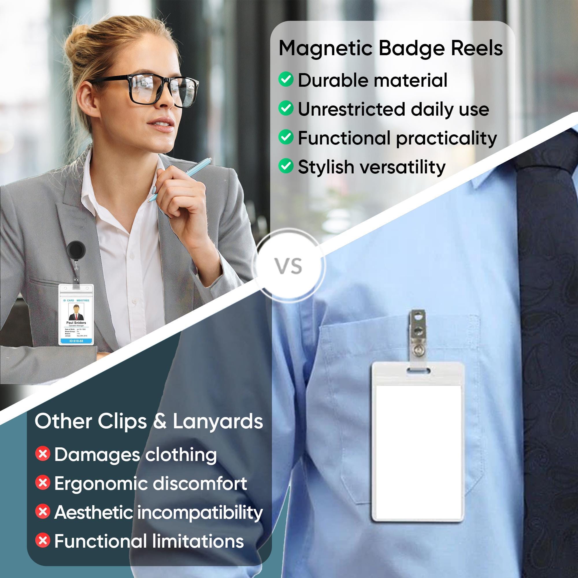Strong Magnetic Badge Reel - Heavy-duty Retractable ID Holder - Nurse ...