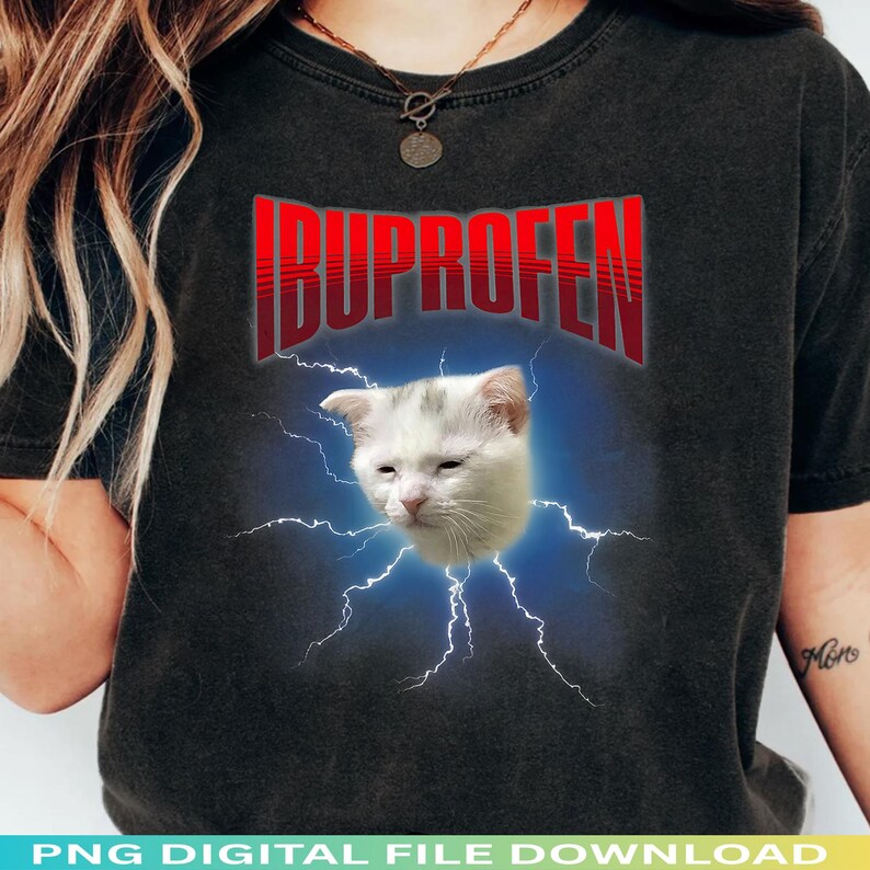 Nsaid Guide Ibuprofen Cat Meme PNG, Funny Cat Headache Humor Graphic Tee Design ...