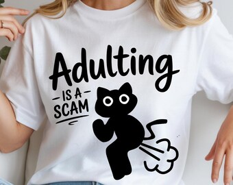 Vuxenlivet är en bluff PNG, sarkastisk PNG, kattkonst PNG, grafisk tröja PNG, rolig clipart, omedelbar nedladdning, sublimering PNG för T-shirts