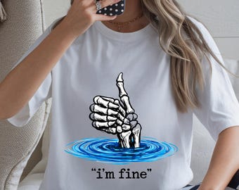 Skelett PNG Ich bin feines Design, Schädel Gothic PNG, Dark Academia, Edgy T-Shirt Design, Sublimation PNG, Trendige Grafik