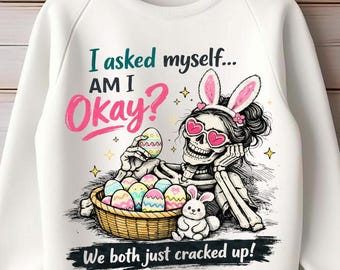 Lustiges Oster-Skelett PNG, Osterhasenohren-Skelett, Dark Humor PNG, Oster-Shirt PNG, sarkastisches Lustig PNG, Gothic Oster Design