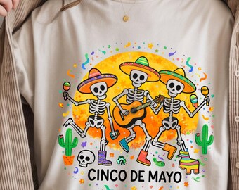 Cinco De Mayo Fiesta Skelett PNG, Mexikanisches Festival 2025 PNG, Lustiges Skelett Shirt Design, Margarita Tacos Png, Party PNG