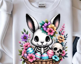 Ostern Skelett PNG, Gothic Ostern PNG Design, lustige sarkastische Hasenohren PNG, Ostern Shirt png, Frühling png, Ostereier Design