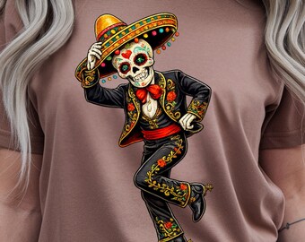 Cinco De Mayo Tanzendes Skelett PNG, Mariachi Schädel-Shirt Design, Mexikanische Fiesta PNG, DTF Design, Lustiges Skelett, Sombrero Zuckerschädel