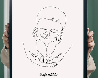 Printable Poster, Line Art Printable Wall Art, Digital Art Print, Family Wall Decor Modern Wall Prints Large Wall Decor Digital Download Art