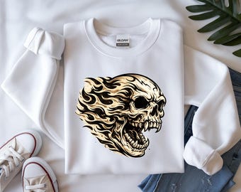 Skelett Schädel Rock PNG Design, Gothic Horror Halloween Grafik, Dark Academia Fantasy Art, sarkastisches Shirt Geschenk für Freund