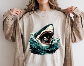 Haifisch-Skelett PNG, Hai-Shirt-Design, Ozean-Kunst PNG, Lustige Hai-Grafik, Skeletthai PNG, Auffällige Clipart, Sea Life Design, Hai-Geschenk