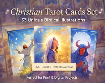 Christliches Tarotkarten-Set PNG, Jesus PNG, Christliche Kunst, druckbares Tarot Deck, Orakelkarten, religiöse Geschenke, Tarot Journal
