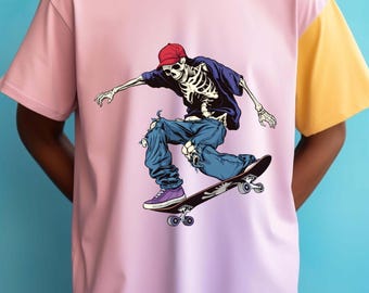 Skeleton Skateboard PNG, lustiges Skater-Shirt-Design, Streetwear PNG, Urban Clipart, Edgy Skeleton Shirt, Beliebtes PNG Geschenk für Ihn Sie