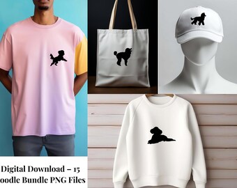 Poodle Silhouette Bundle PNG, Dog Silhouettes, Puppy SVG PNG Files, Digital Download, Dog Clipart, Cricut Cut Files, Instant Download