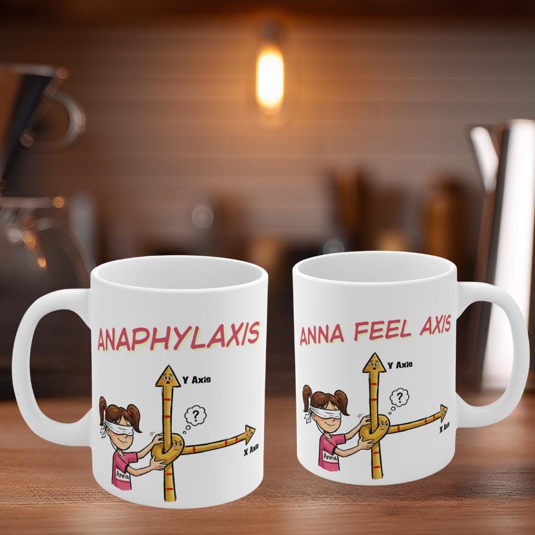 Anaphylaxis | Anna-feel-axis 11oz Cartoon Mug, Medical Pun Mug, Doctor ...