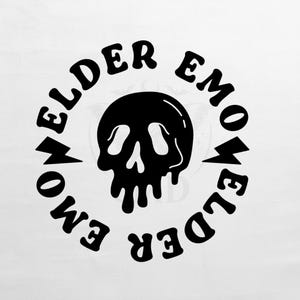 Elder Emo Dripping Skull SVG | Goth Alt Design, Cricut PNG (Digital Download)