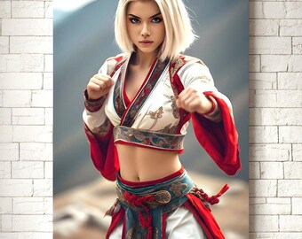 Martial Arts Woman Poster Print, Game Room Wall Art