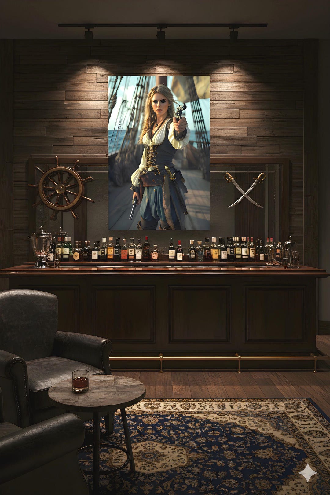 Cinematic Pirate Captain Poster Print for Man Cave or Home Bar – Female ...