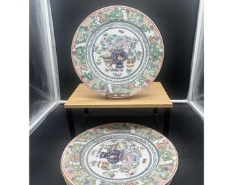 Zestaw 5 zabytkowych chińskich talerzy eksportowych z motywem kwiatowym o średnicy 10 cali, zdobionych znakiem Qinglong