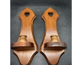 Vintage jaren 60 houten kandelaar met hart kandelaar Cottagecore Farmhouse