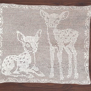 Deer Filet Crochet GRAPH ONLY PDF, Tapestry Wall Hanging Grid, Crochet Christmas Gift, Coquette Table Runner Home Decor, Printable Chart