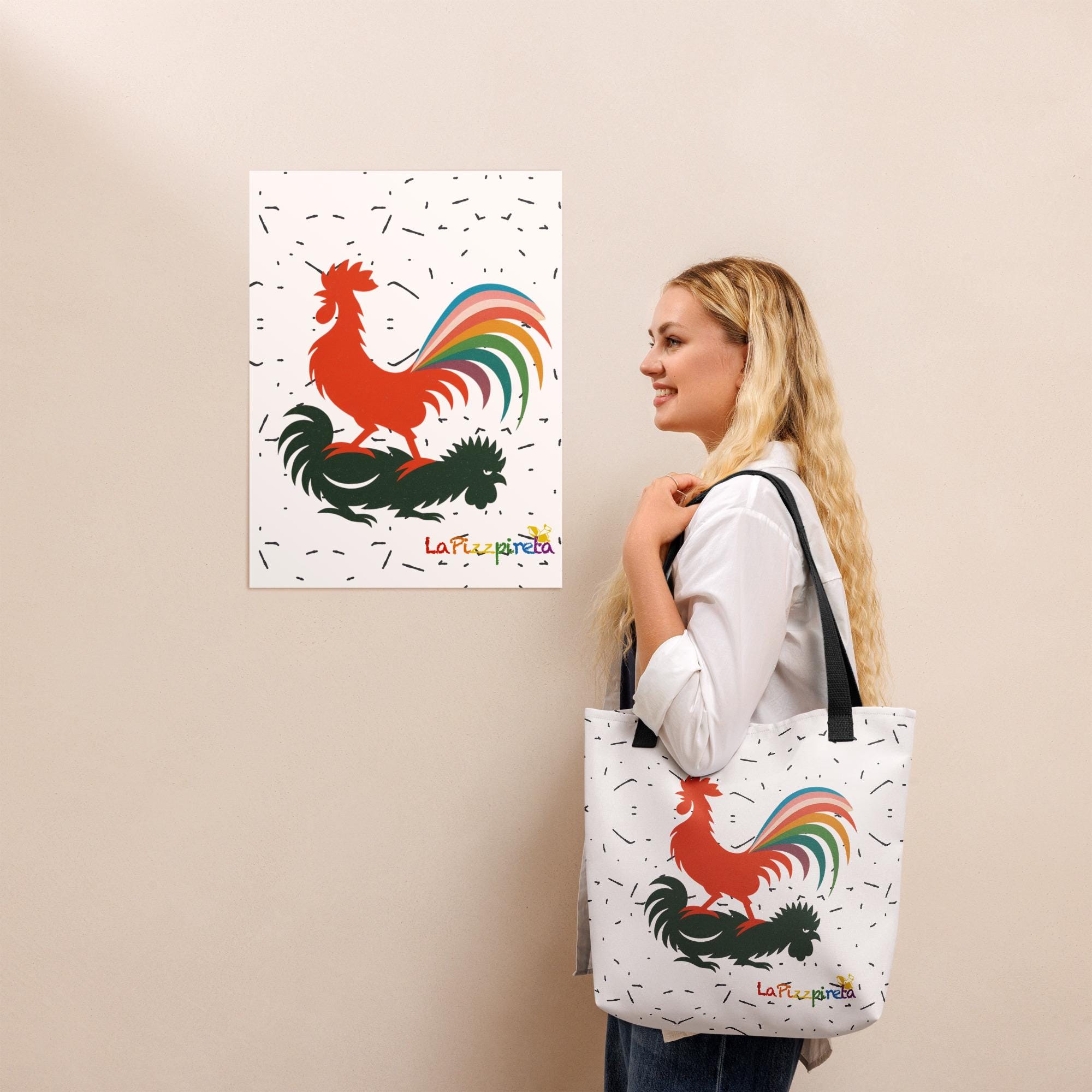 Sac en toile Coq rouge
