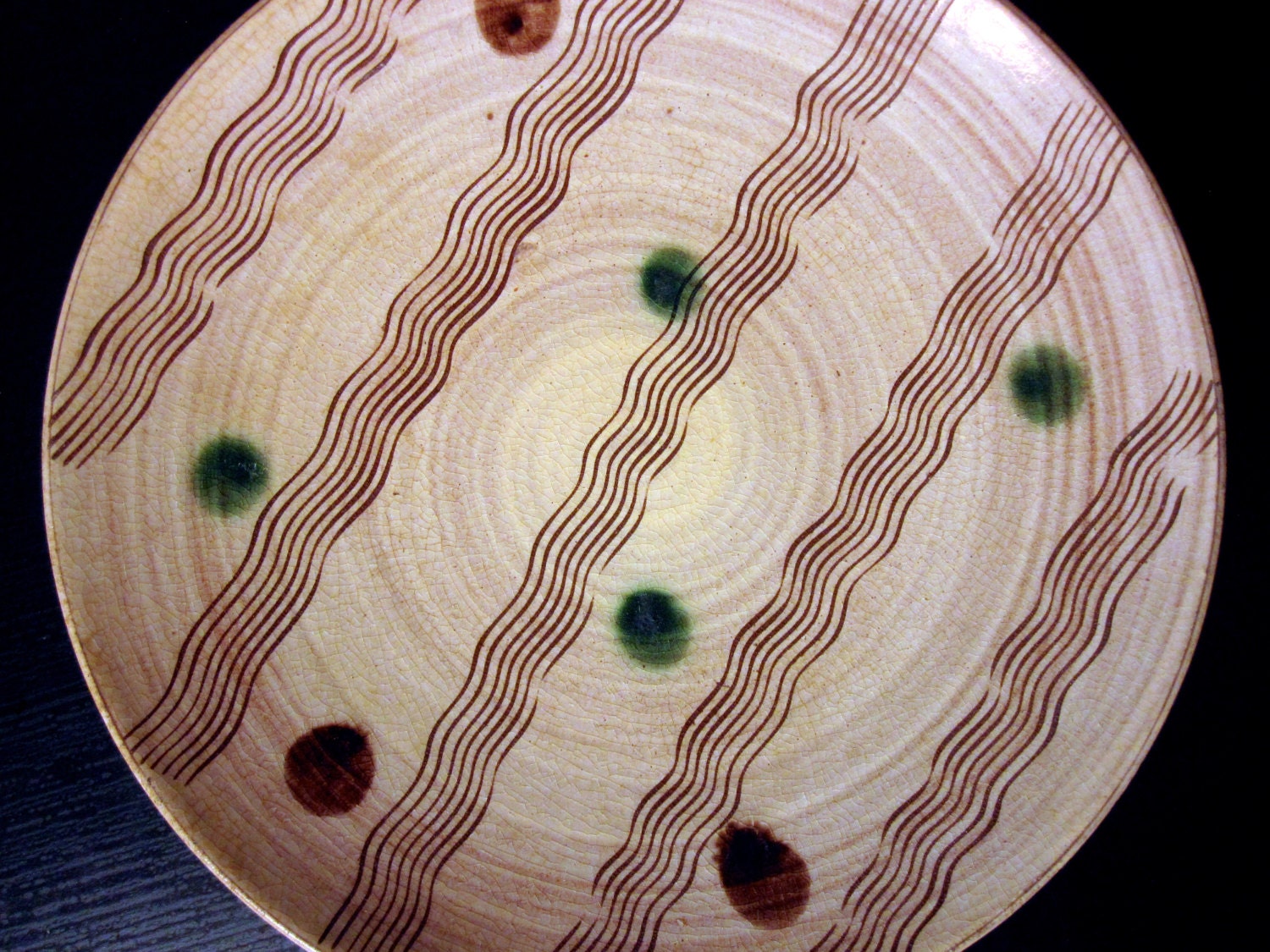 Vintage Mid Century Japanese Pottery Ceramic Plate Dots Etsy