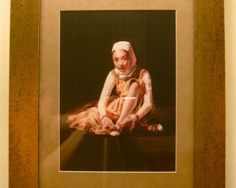 Girl Dancer - Framed Giclee Fine Art Print of Original Gouache Portrait Painting.