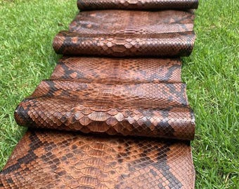 Genuine Python Leather Skin | Brown Reticulated Belly Skin Unbleached from Indonesian Tannery
