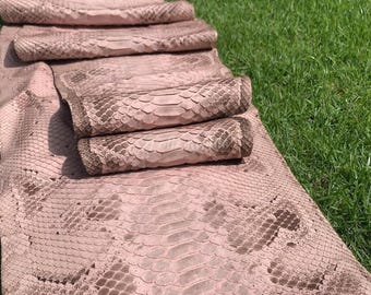Genuine Python Leather Skin | Dusty Pink Borneo Belly Skin Unbleached from Indonesian Tannery