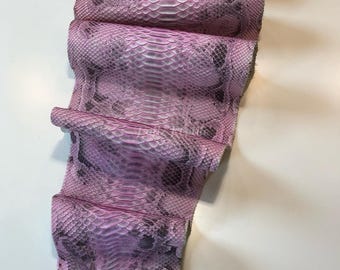 Genuine Python Leather Skin | Pink Borneo Belly Skin Unbleached from Indonesian Tannery
