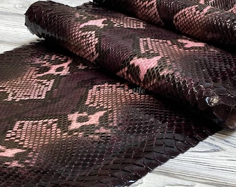 Genuine Python Leather Skin | Brown Reticulated Back Skin Unbleached from Indonesian Tannery