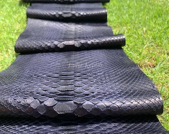 Genuine Python Leather Skin | Black Reticulated Belly Skin Unbleached from Indonesian Tannery