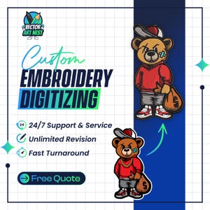 Custom Embroidery Digitizing Service | Logo to DST PES | Embroidery Machine Files