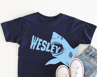 Personalized Shark Birthday Shirt Toddler Boy Birthday Shirt Shark Gifts for Kids Custom Name Shirt for Kid