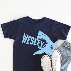 Personalized Shark Birthday Shirt Toddler Boy Birthday Shirt Shark Gifts for Kids Custom Name Shirt for Kid