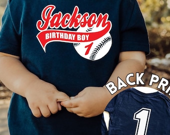 Baseball 1st Birthday Shirt | Personalized Baby Boy First Birthday Outfit, Custom Sports Theme Number Party Tee