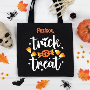 Personalized Trick or Treat Bag for Kids | Custom Halloween Tote | Name Candy Bag for Boys & Girls