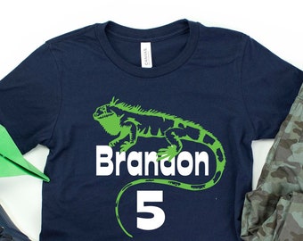 Personalized Reptile Birthday Shirt for Kids Lizard Birthday Boy Shirt Custom Name Tshirt 5th Birthday Shirt