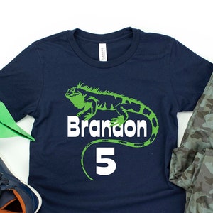 Personalized Reptile Birthday Shirt for Kids Lizard Birthday Boy Shirt Custom Name Tshirt 5th Birthday Shirt image 1