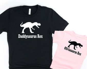 Father Daughter Matching Dinosaur Shirts, Daddy Daughter Shirts, Personalized Dad and Kid Shirt Set, Dad Gifts from Daughter,