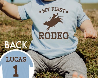 Personalized Rodeo Birthday Shirt 1st Birthday Boy Cowboy Shirt Western Toddler First Birthday Bull Rider Shirt Custom Name Number Rodeo Tee