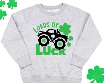 Boys St Patricks Day Sweatshirt Toddler Boy St Patricks Day Shirt Loads Of Luck Truck Shamrock TShirt for Boys