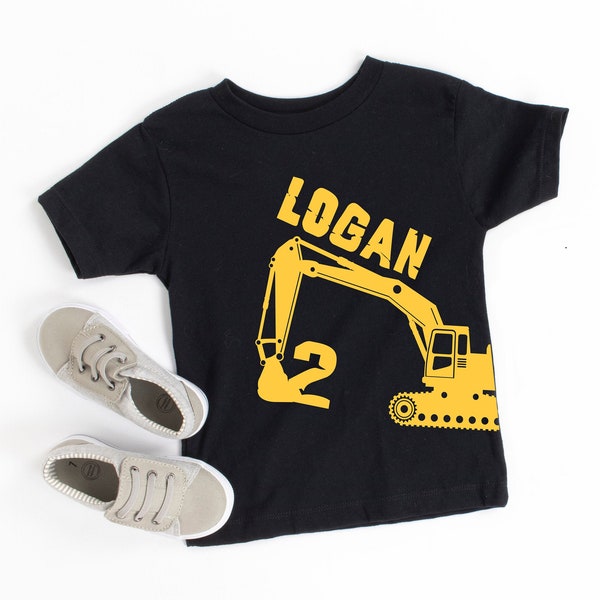 Kids Construction Birthday Shirt Toddlers Birthday Excavator Shirt Personalized Kids Shirt Digger Shirt Kids