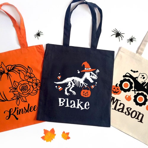 Trick Or Treat Bags Personalized Halloween Bag Halloween Etsy