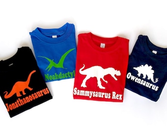 Personalized Dinosaur Birthday Shirt for Kids, Custom Name Dino T-Shirt, Toddler Boy or Girl Dinosaur Gifts