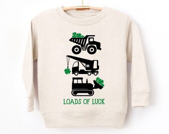 St Patricks Day Sweatshirt for Boys Funny St Pattys Toddler Boy Shamrock Truck Pullover Shirt