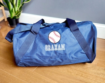 Boys Baseball Duffle Bag Personalized Sports Bag Kids Custom Blue Duffle Bag Personalized Kids Gifts Toddler Practice Bag Boys Weekender Bag