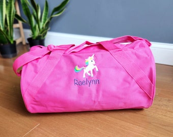 Unicorn Duffle Bag for Girls Pink Custom Dance Bag Personalized Gift for Kid Overnight Bag Toddler Girl Gymnastics Bag with Name or Monogram