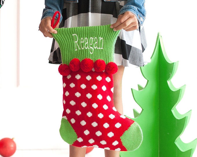 Monogrammed Polka Dot Christmas Stocking Personalized Etsy