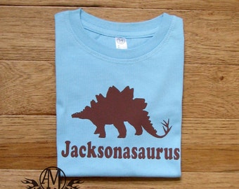 Personalized kids dinosaur shirt,  stegosaurus dinosaur shirt, personalized dinosaur birthday t shirt for boys